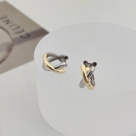Orecchini A Cerchio Incrociati Bicolore Da Donna Rame Geometrico Intrecciato Minimalista Accessori Per Gioielli Di Moda