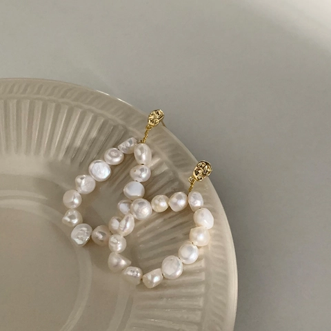 Handgefertigte Süßwasser Süßwasserperlen Creolen Vintage 18K Vergoldetes Kupfer Mit 925 Sterling Silber Ohrstecker