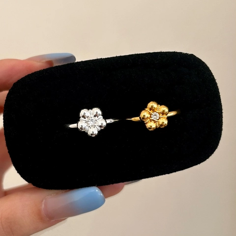 Blumenring Kupfer Zirkonia Verstellbares Offenes Design Einfacher Eleganter Täglicher Modeschmuck Für Frauen Süßes Geschenk