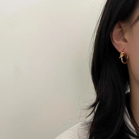 Knot Hoop Earrings Copper Plated Minimalist Daily Versatile Fashion Luxury Personalized Ear Jewelry Accessories For Women