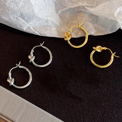 Knot Hoop Earrings Copper Plated Minimalist Daily Versatile Fashion Luxury Personalized Ear Jewelry Accessories For Women