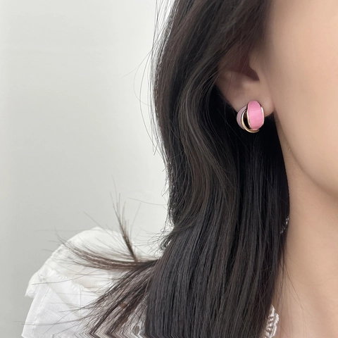 Pendientes Geométricos De Esmalte Con Poste De Plata De Ley 925 Joyería Vintage Contraste De Color Para Mujer