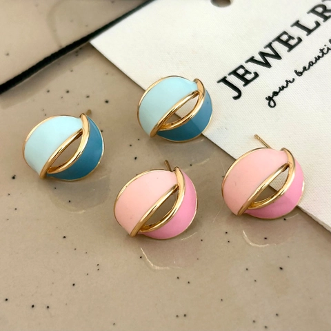Pendientes Geométricos De Esmalte Con Poste De Plata De Ley 925 Joyería Vintage Contraste De Color Para Mujer