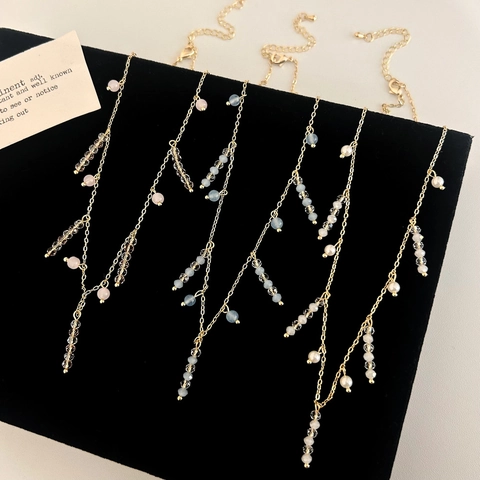 Collana Girocollo Con Nappa Rame Placcato 18K Con Pietra Naturale Perla Artificial Cristallo Stile Boho Gioielli Eleganti Da Donna