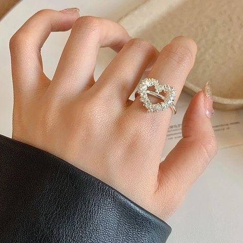Herz Offener Ring Kupfer Gold Silber Plattiert Unregelmäßige Struktur Verstellbar Modeschmuck Für Damen