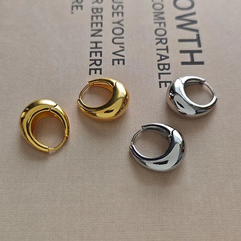 Chunky Hoop Ohrringe U-Förmig Tropfen Poliertes Metall Gold Silber Plattiert Minimalistischer Täglicher Schmuck Für Damen
