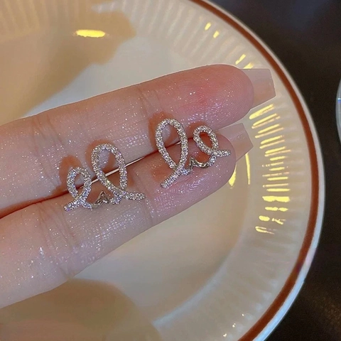 Boucles D'oreilles Puces Ruban Torsadé Cuivre Zircone Cubique Avec Tige En Argent Sterling 925 Bijoux Élégants Femmes