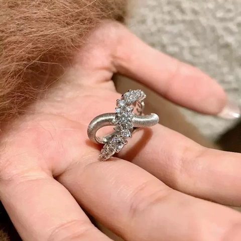 Cross Open Ring Kupfer Zirkon Geometrisch Mode Luxus Verstellbarer Fingerschmuck Für Frauen Hochwertig Trendy