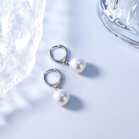 Orecchini A Cerchio Con Pendente Perla Artificial Rame Elegante Minimalista Per Donna Stile Coreano Chic