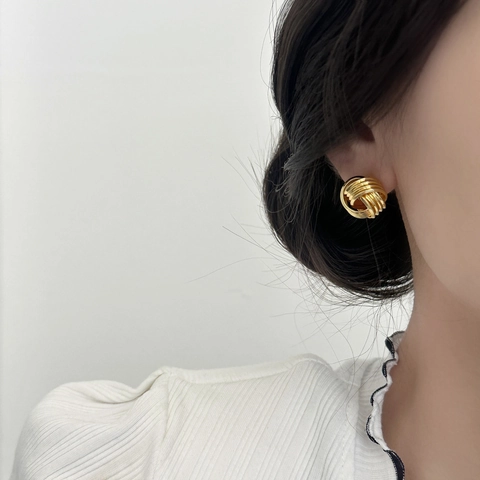 Twist Knot Stud Earrings Copper With 18K Gold Plated And 925 Sterling Silver Earring Post Geometric Jewelry Women