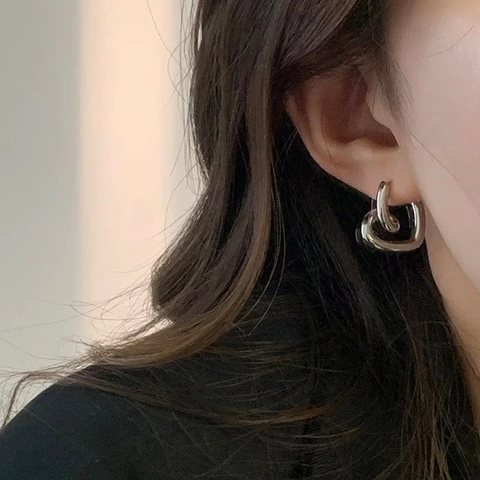 Heart Stud Earrings Minimalist Twisted Swirl Design Copper Gold Plated With 925 Sterling Silver Earring Post For Women