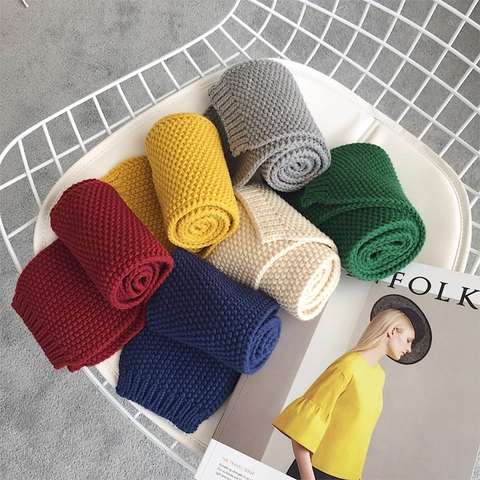 Bufanda De Punto Para Bebé Color Sólido Cálido Suave Punto Calentador De Cuello Para Niños Otoño Invierno