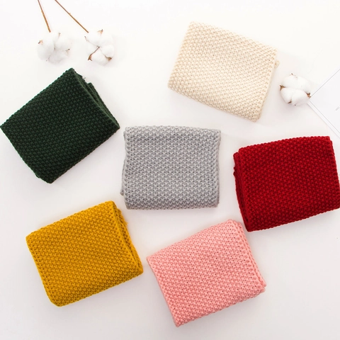 Bufanda De Punto Para Bebé Color Sólido Cálido Suave Punto Calentador De Cuello Para Niños Otoño Invierno