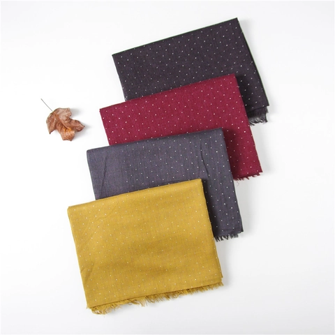 Sciarpa Scialle In Cotone E Lino A Pois Da Donna Sottile Traspirante Dettaglio Strass Bordo Con Frange