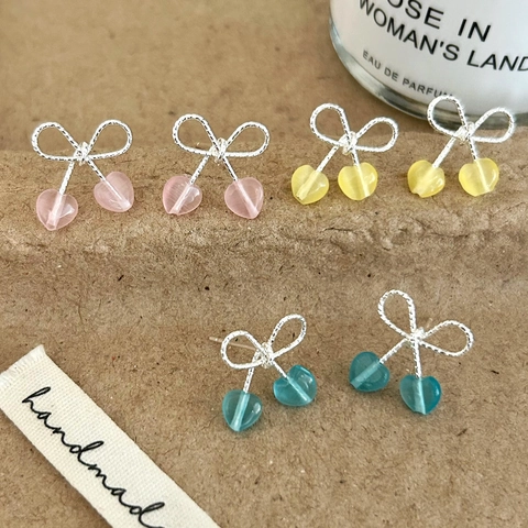 Strikje Kers Oorknopjes Voor Dames Zoet Hart Hars Koper Met 925 Sterling Zilveren Oorbel Post Elegante Sieraden