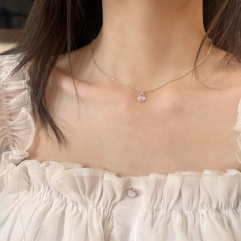Collana Con Pendente In Zircone A Forma Di Pera Rame Placcato Oro Catena Minimalista Gioielli Per Donna