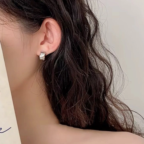 C-Vormige Halve Ring Oorbellen Met Sterpatroon En Gekleurde Zirkoon Koper Verguld Verzilverd Elegant Voor Dames