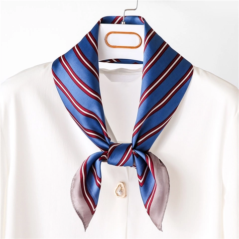 Donna Elegante Sciarpa Quadrata Righe Raso Imitazione Raso Foulard Fascia Capelli Morbida Accessorio Moda