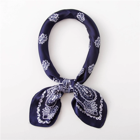 Paisley Pattern Faux Satin Square Scarf Retro Bandana Versatile Satiny Neckerchief For Women Elegant Hair Tie