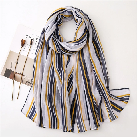 Women Long Scarf Shawl Bali Yarn Polyester Striped Butterfly Floral Print Breathable Sun Protection Beach Wrap Soft
