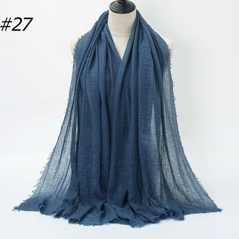 Women Long Scarf Hijab Solid Color Crinkled Chiffon Shawl With Artificial Pearls Rhinestones Elegant Muslim Headscarf