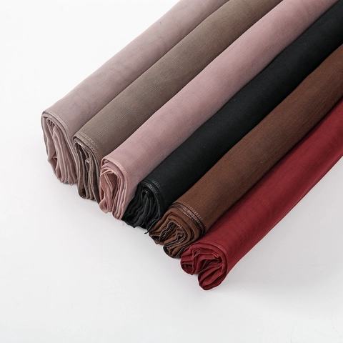 Women Hijab Square Scarf Mercerized Cotton Solid Color Elastic Lightweight Breathable Ethnic Headwrap Fashion Accessory