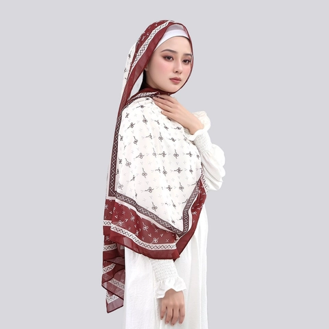 Hijab Musulmán Para Mujer Bufanda De Gasa Larga Chal Estampado Patrón De Lazo Ligero Transpirable Gorro Modesto