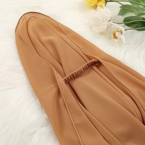 Femmes Musulmane Turban en Mousseline Perle Foulard Sangle Élastique Réglable Couleur Unie Couvre-chef Polyvalent Châle de Mode
