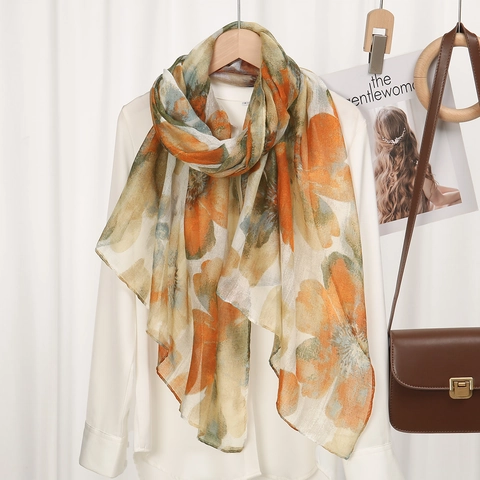 Bufanda Larga Con Estampado Floral Para Mujer Chal De Voile Ligero Accesorio De Moda Elegante