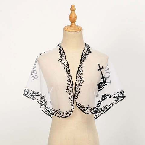 Women Religious Lourdes Holy Mother Lace Mantilla Scarf Catholic Church Praying Veil Embroidery Triangle Scarf Shawl
