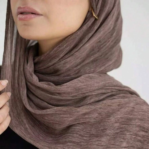 Bufanda Hiyab de Color Sólido Texturizada Plisada para Mujer Rayón Viscosa Ligera Transpirable Gran Chal Envolvente Moda Conmuta Elegante Accesorio