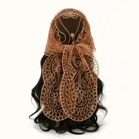 Floral Spitze Stickerei Dreieckstuch Ausgehöhlt Kopftuch Bandana Elegant Retro Haar Schleier Für Frauen