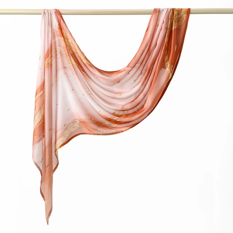 Women Ethnic Style Printed Hijab Headscarf Polyester Gradient Marble Pattern Shawl For Daily Muslim Wear Fashion Accessories