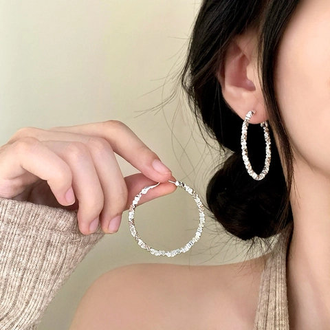 Orecchini A Cerchio Martellati Texturizzati Rame Placcato Oro Argento Irregolare Geometrico Minimalista Gioielli Per Donne