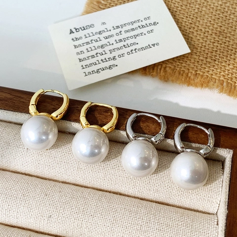Orecchini A Cerchio Con Künstliche Perle Di Conchiglia Vintage Francesi Placcati Oro Argento Rame Gioielli Di Lusso Per Donna