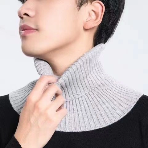 Men's Winter Warm Knitted Fake Collar Turtleneck Detachable Bib Solid Color Fashion Scarf Neck Warmer