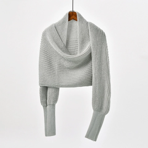 Women's Casual Solid Color Knitted Shawl Batwing Sleeve Cardigan Autumn Winter Outerwear