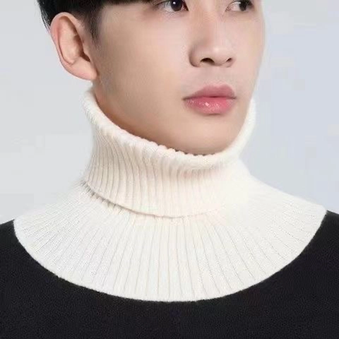 Men's Winter Warm Knitted Fake Collar Turtleneck Detachable Bib Solid Color Fashion Scarf Neck Warmer
