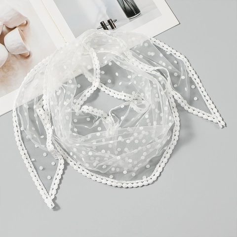 Pañuelo Triangular de Malla Con Lunares Vintage Para Mujer Con Borde de Encaje Y Pompones Chal Elegante Para Boda Fiesta