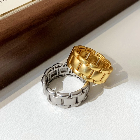 Fashion Open Ring Copper Matte Watchband Chain Design Adjustable Statement Jewelry For Women