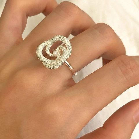 Spiral Twisted Snake Open Ring Copper 18K Gold Silver Plated Artificial Pearl Minimalist Vintage Adjustable Finger Jewelry For Women