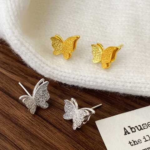 Mattierte Kupfer Schmetterling Ohrstecker Mit Kupfer Ohrringpfosten Mode Einfacher Eleganter Schmuck Für Frauen Geschenk