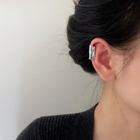 Ear Cuff Geometrico Minimalista Rame Stile Metallo Liquido Lucidato A Specchio Orecchini A Clip Per Donna
