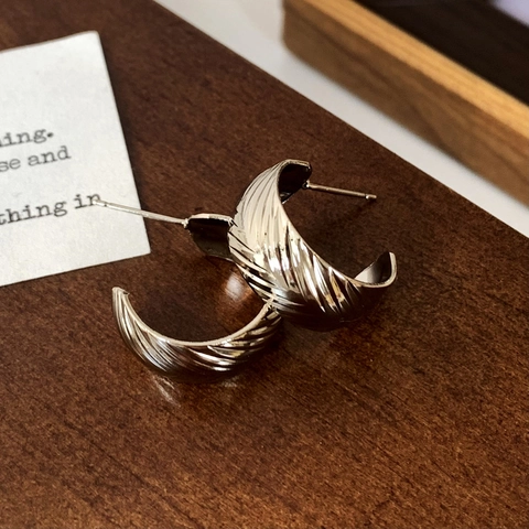 Boucles D'Oreilles Puces Géométriques En Forme De C Avec Tige En Argent Sterling 925 Bijoux Vintage En Cuivre Pour Femmes