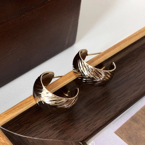 Boucles D'Oreilles Puces Géométriques En Forme De C Avec Tige En Argent Sterling 925 Bijoux Vintage En Cuivre Pour Femmes