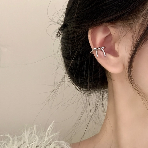 Ear Cuff Fiocco Rame Minimalista Senza Buco Orecchini Clip Stile Vintage Francese Gioielli Per Donne
