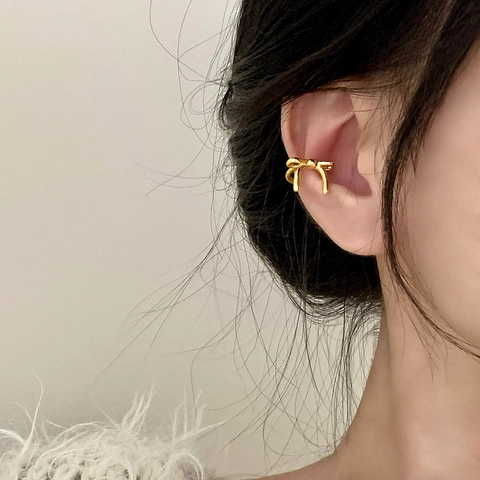 Ear Cuff Fiocco Rame Minimalista Senza Buco Orecchini Clip Stile Vintage Francese Gioielli Per Donne
