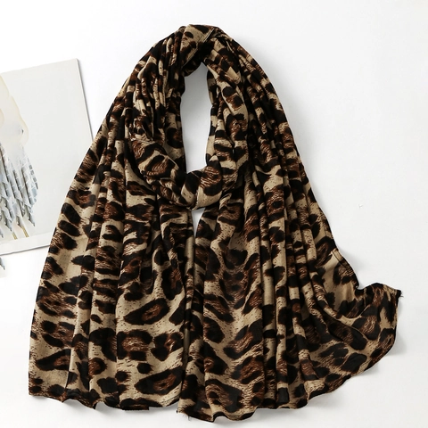 Écharpe Longue Pour Femmes Léger Polyester Imprimé Léopard Zèbre Châle Mode Enveloppement Hijab Foulard Toutes Saisons