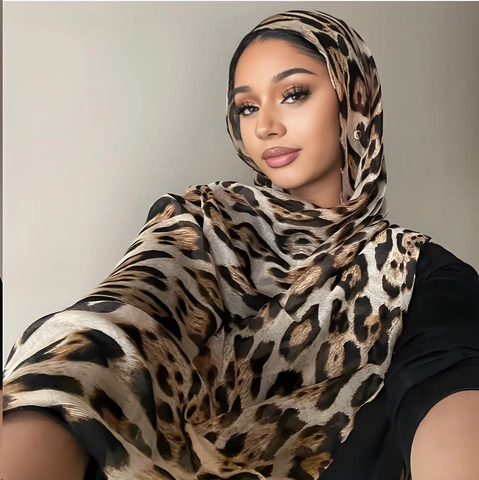 Écharpe Longue Pour Femmes Léger Polyester Imprimé Léopard Zèbre Châle Mode Enveloppement Hijab Foulard Toutes Saisons