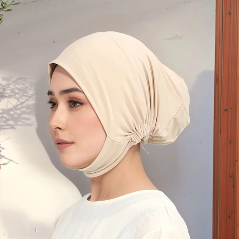 Gorro Interior De Hijab Musulmán Para Mujer Satén De Leche Alta Elasticidad Cobertura Completa Transpirable Simple